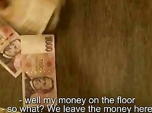Czech girl in the bar analyzed for cash
